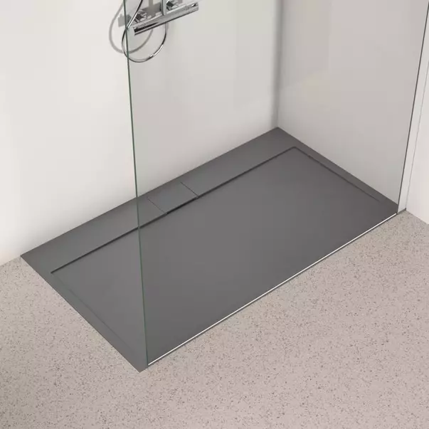 Cabine de dus dreptunghiulare - Cadita de dus dreptunghiulara Ideal Standard i.life Ultra Flat S gri asfaltic 140x80 cm