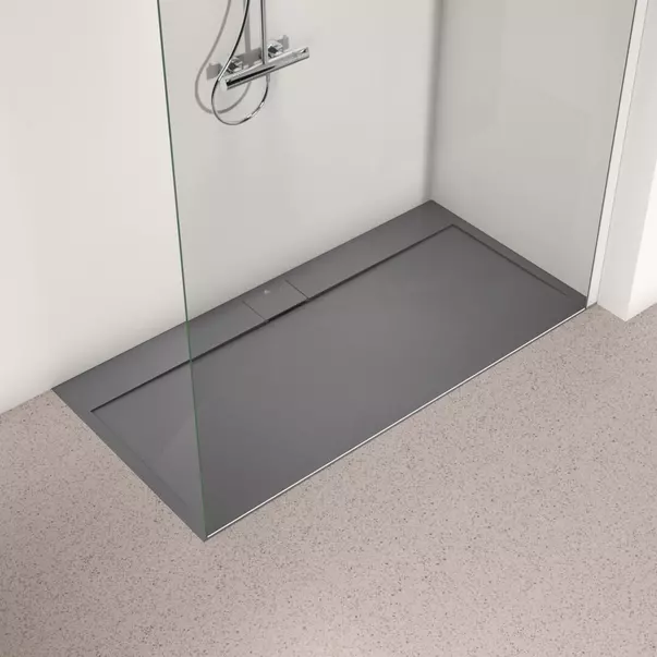 Cabine de dus dreptunghiulare - Cadita de dus dreptunghiulara Ideal Standard i.life Ultra Flat S gri asfaltic 160x80 cm