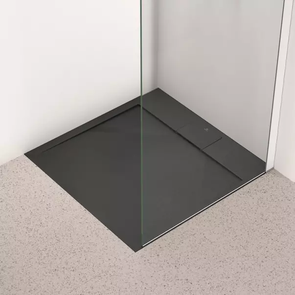 Cabine de dus dreptunghiulare - Cadita de dus patrata Ideal Standard i.life Ultra Flat S negru intens 80x80 cm