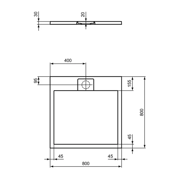 Cadita de dus patrata Ideal Standard i.life Ultra Flat S negru intens 80x80 cm [8]