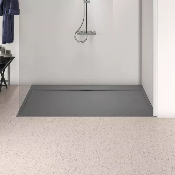 Cadita de dus dreptunghiulara Ideal Standard i.life Ultra Flat S gri asfaltic 180x90 cm [3]
