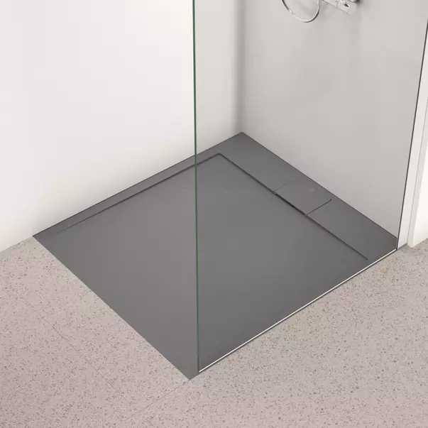 Cabine de dus dreptunghiulare - Cadita de dus dreptunghiulara Ideal Standard i.life Ultra Flat S gri asfaltic 100x90 cm