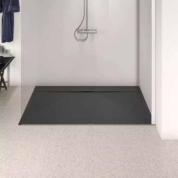 Cabine de dus dreptunghiulare - Cadita de dus dreptunghiulara Ideal Standard i.life Ultra Flat S negru intens 160x100 cm