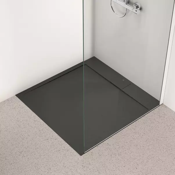 Cabine de dus dreptunghiulare - Cadita de dus patrata Ideal Standard i.life Ultra Flat S negru intens 100x100 cm