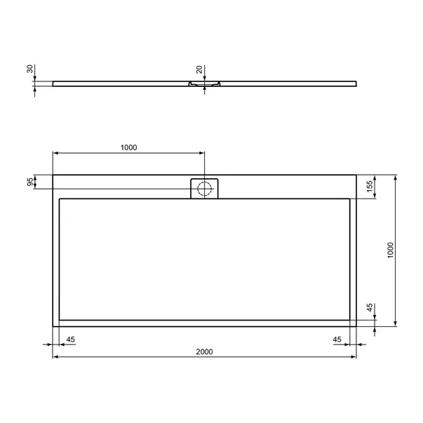 Cadita de dus dreptunghiulara Ideal Standard i.life Ultra Flat S nisipiu 200x100 cm [5]
