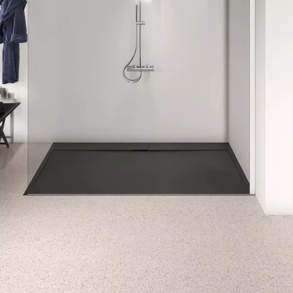 Cabine de dus dreptunghiulare - Cadita de dus dreptunghiulara Ideal Standard i.life Ultra Flat S negru intens 200x100 cm