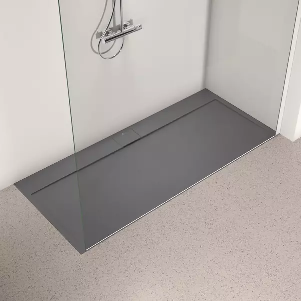 Cabine de dus dreptunghiulare - Cadita de dus dreptunghiulara Ideal Standard i.life Ultra Flat S gri asfaltic 180x80 cm