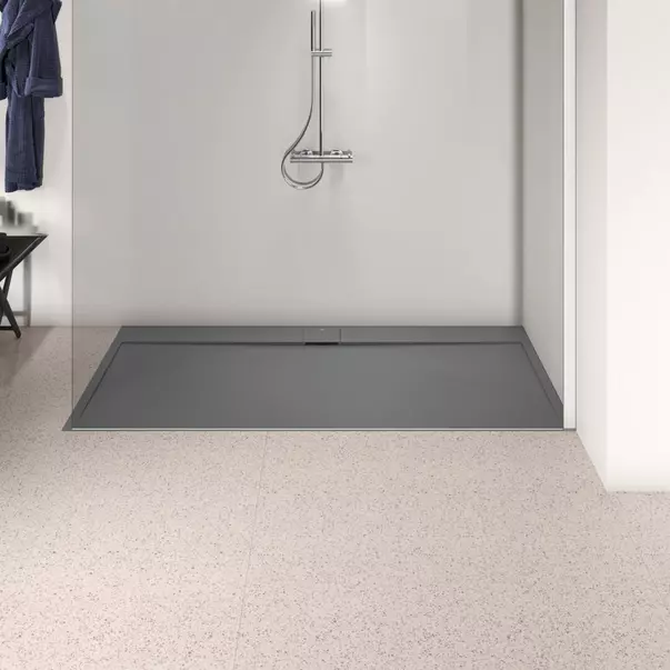 Cabine de dus dreptunghiulare - Cadita de dus dreptunghiulara Ideal Standard i.life Ultra Flat S gri asfaltic 200x90 cm