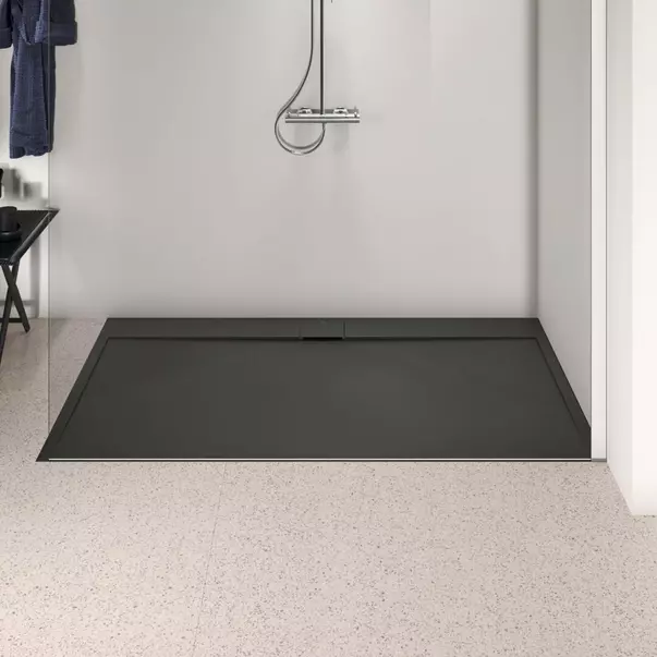 Cabine de dus dreptunghiulare - Cadita de dus dreptunghiulara Ideal Standard i.life Ultra Flat S negru intens 180x100 cm