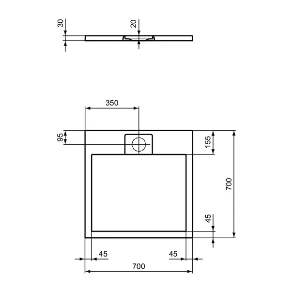 Cadita de dus patrata Ideal Standard i.life Ultra Flat S negru intens 70x70 cm [7]