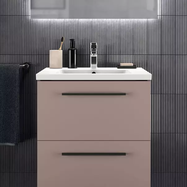  Dulapuri baie - Dulap baza suspendat Ideal Standard i.life B gri - bej mat 2 sertare 60 cm