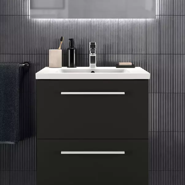 Dulap baza suspendat Ideal Standard i.life B gri carbon mat 2 sertare 60 cm [3]