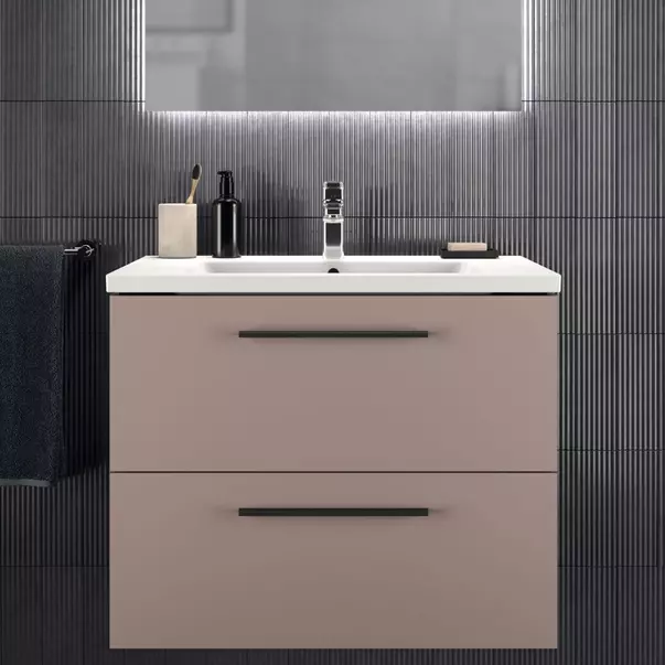 Dulap baza suspendat Ideal Standard i.life B gri - bej mat 2 sertare 80 cm [3]