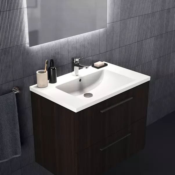 Dulap baza suspendat Ideal Standard i.life B finisaj stejar cafeniu 2 sertare 80 cm [3]