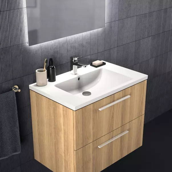  Dulapuri baie - Dulap baza suspendat Ideal Standard i.life B finisaj stejar natural 2 sertare 80 cm