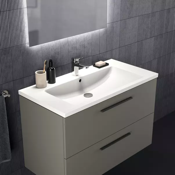 Dulap baza suspendat Ideal Standard i.life B gri quartz mat 2 sertare 100 cm [3]