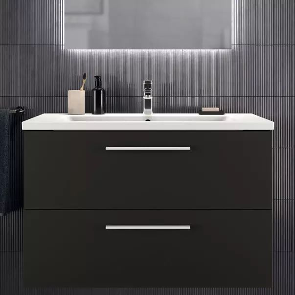  Dulapuri baie - Dulap baza suspendat Ideal Standard i.life B gri carbon mat 2 sertare 100 cm
