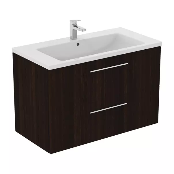 Dulap baza suspendat Ideal Standard i.life B finisaj stejar cafeniu 2 sertare 100 cm [10]