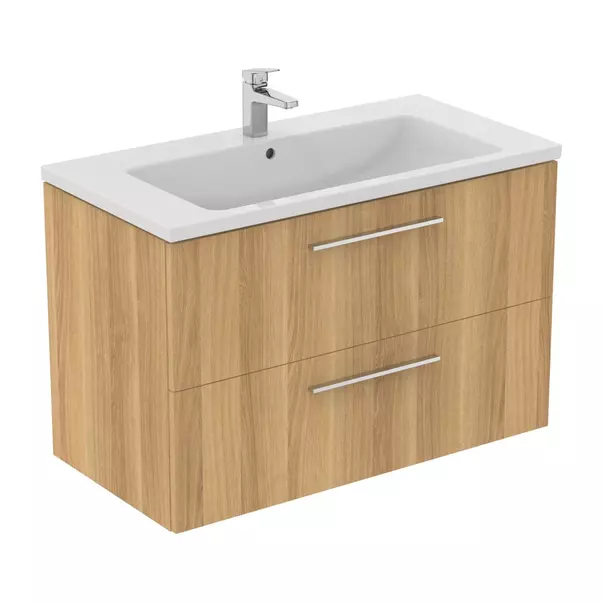 Dulap baza suspendat Ideal Standard i.life B finisaj stejar natural 2 sertare 100 cm [9]