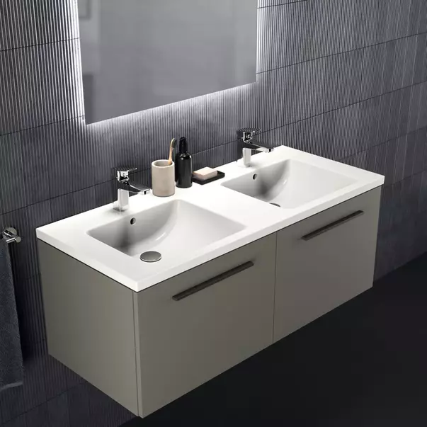 Dulap baza suspendat Ideal Standard i.life B gri quartz mat 2 sertare 120 cm [2]