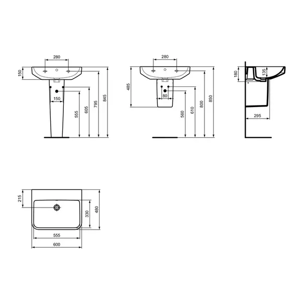 Lavoar suspendat Ideal Standard i.life B alb lucios 60 cm cu orificiu preaplin [8]