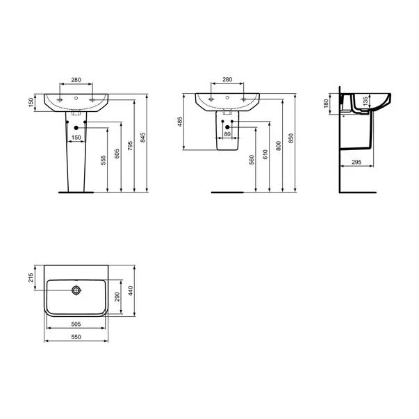 Lavoar suspendat Ideal Standard i.life B alb lucios 55 cm cu orificiu preaplin [8]