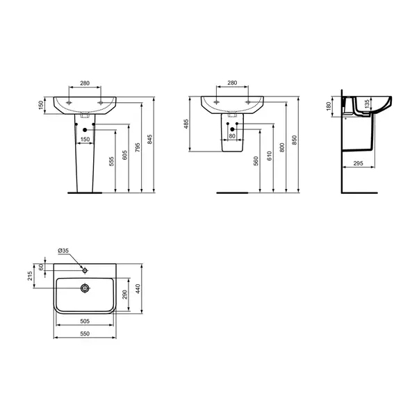 Lavoar suspendat Ideal Standard i.life B alb lucios 55 cm cu orificiu baterie [8]