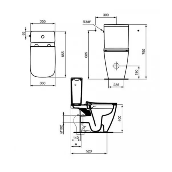 Set vas WC pe pardoseala Ideal Standard I.Life B rimless alb cu rezervor si capac slim softclose [7]