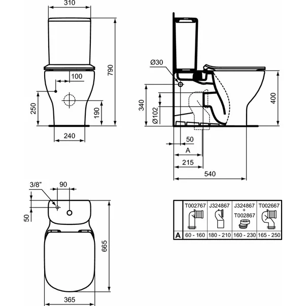 Vas wc pe pardoseala negru mat Ideal Standard Tesi Aquablade fara rezervor si capac [3]