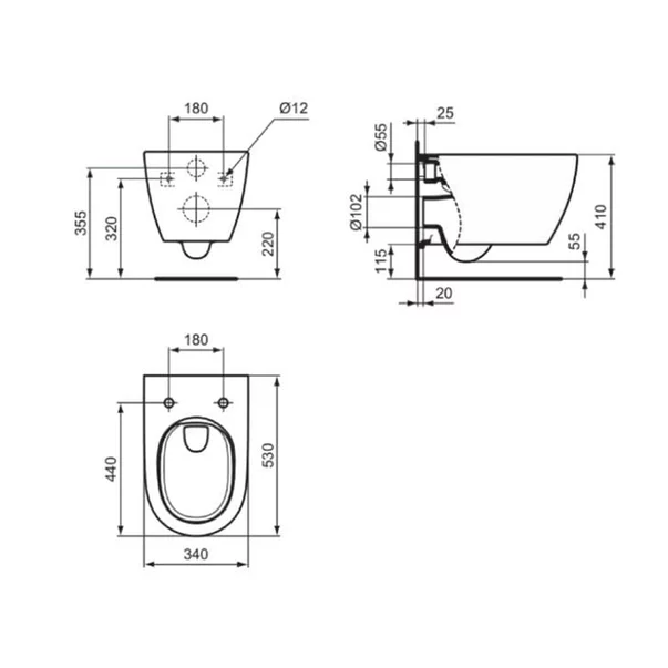 Vas WC suspendat Ideal Standard I.life O rimless HydroTwist alb [9]