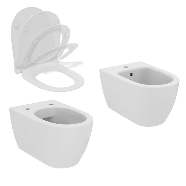 Vase wc suspendate - Set vas WC suspendat Ideal Standard I.life O cu capac softclose alb si bideu