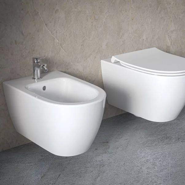 Set vas WC suspendat Ideal Standard I.life O cu capac softclose alb si bideu [2]