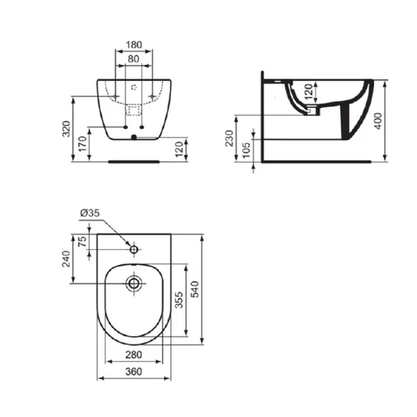 Set vas WC suspendat Ideal Standard Ellisse cu capac softclose alb si bideu [16]