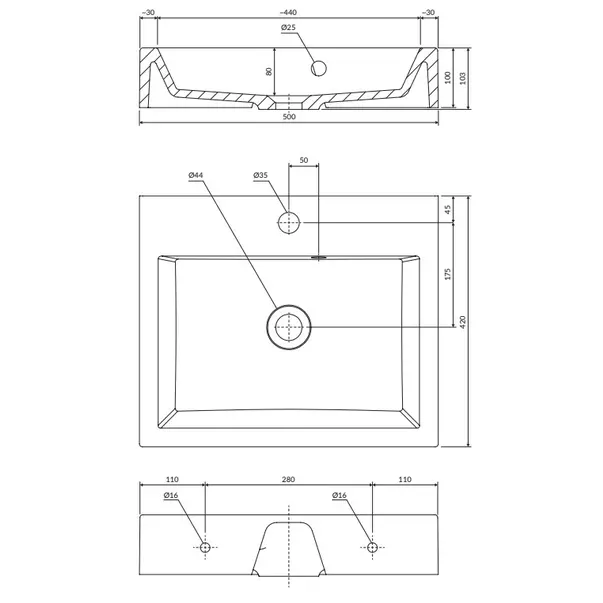 Lavoar suspendat alb Omnires Thasos M+ 50 cm [2]