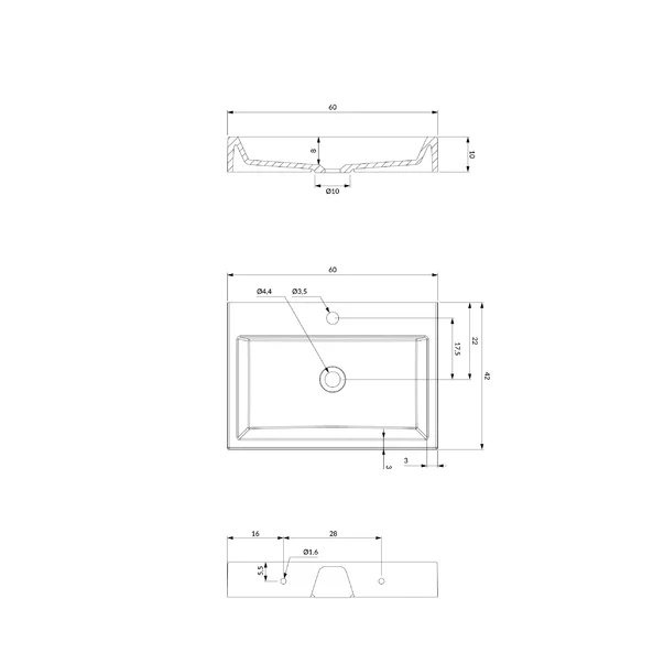Lavoar suspendat Omnires Thasos M+ alb  60 cm [2]