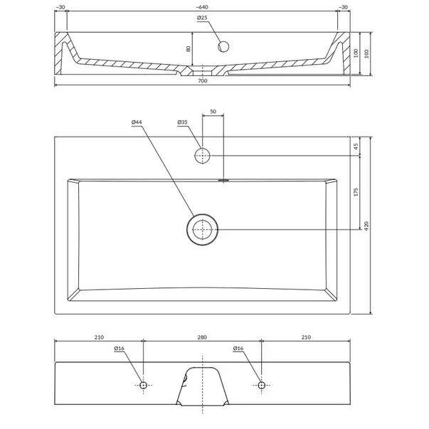 Lavoar suspendat alb Omnires Thasos M+ 70 cm [2]