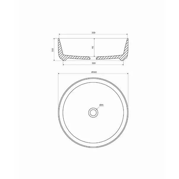 Lavoar pe blat Omnires Tulsa alb 36 cm [4]