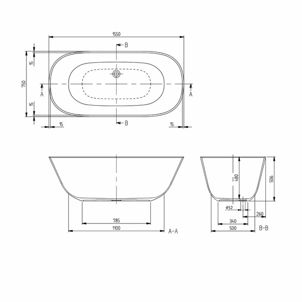 Cada freestanding Villeroy&Boch Theano 155x75 cm alb [3]
