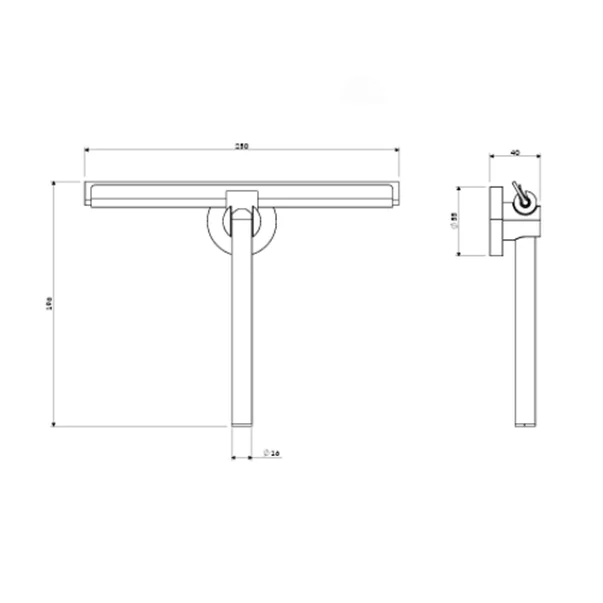 Racleta pentru sticla cu suport Omnires Uni finisaj alama periata 25 cm [1]