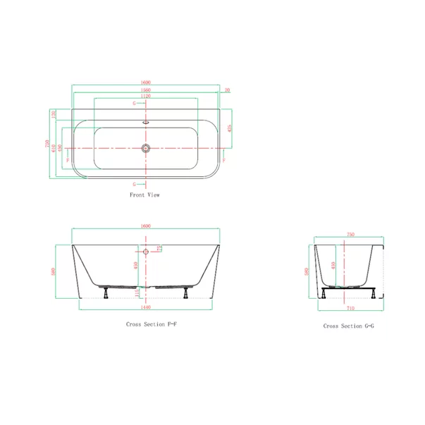 Cada freestanding Kreiner Maggie 160x75 cm finisaj alb lipita de perete BTW [6]