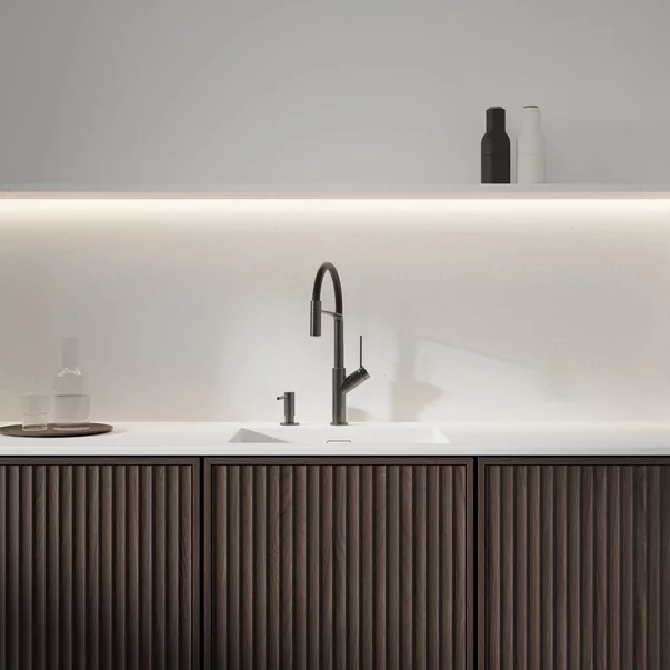 Omnires Vita baterie bucătărie pe picior brushed graphite / matt black [1]