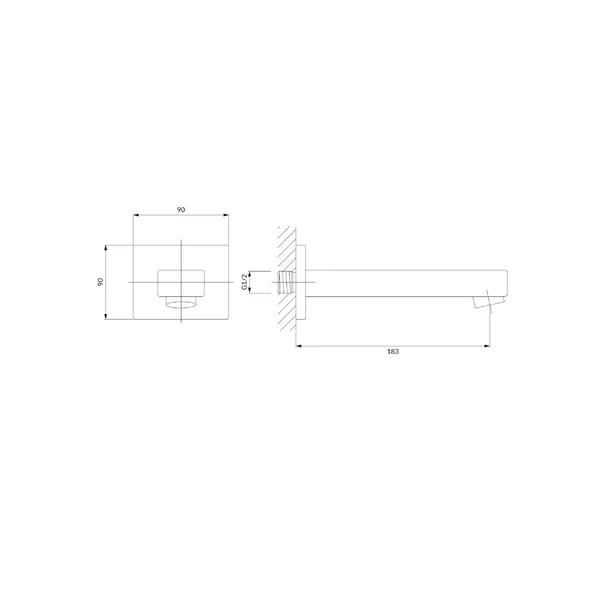 Pipa cada cu montare pe perete Omnires 18.5 cm [2]