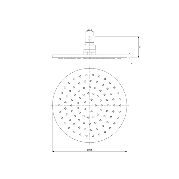 Palarie de dus rotunda Omnires Slimline 200 mm negru mat [2]