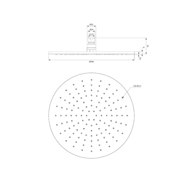 Palarie de dus rotunda Omnires Slimline 300 mm [3]