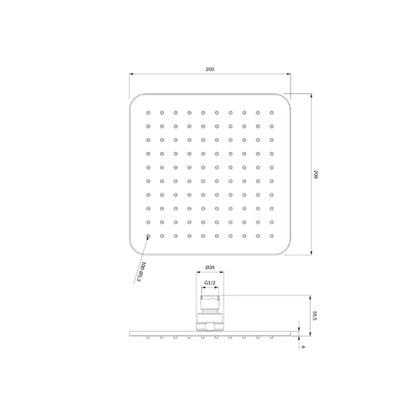 Palarie de dus patrata Omnires Slimline 200x200 alb [2]
