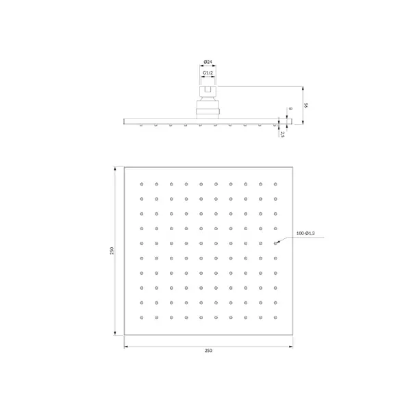 Palarie de dus Omnires Slimline patrata 250x250 mm [2]