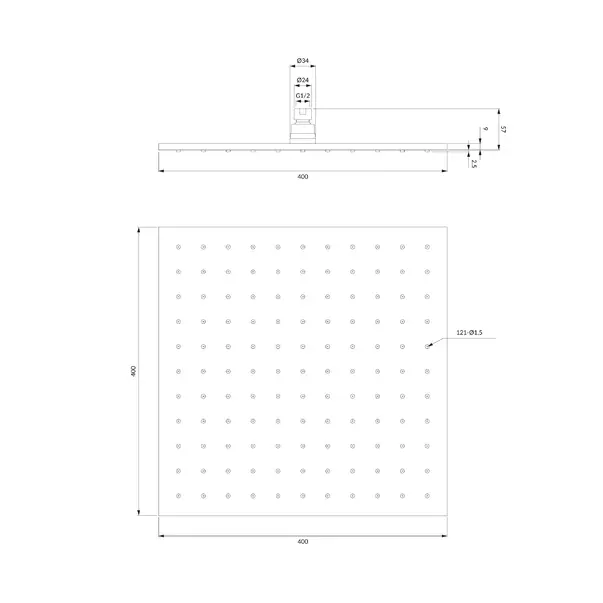 Palarie de dus patrata crom Omnires Ultra Slimline 400x400 mm [2]