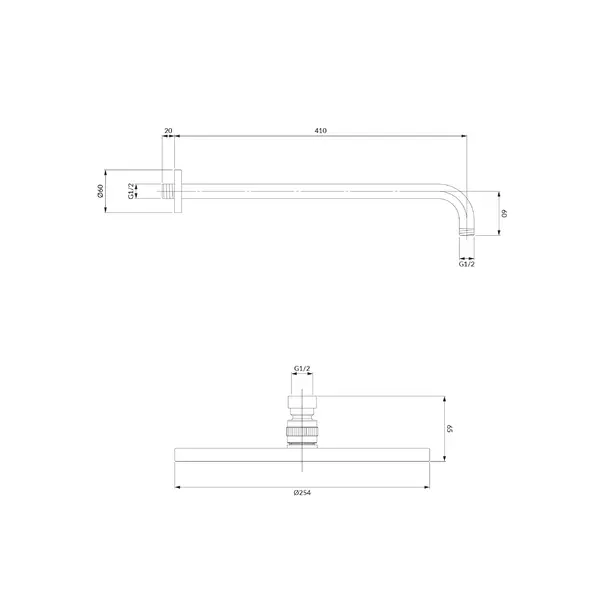 Para de dus cu suport fix Omnires Slimline nichel [2]