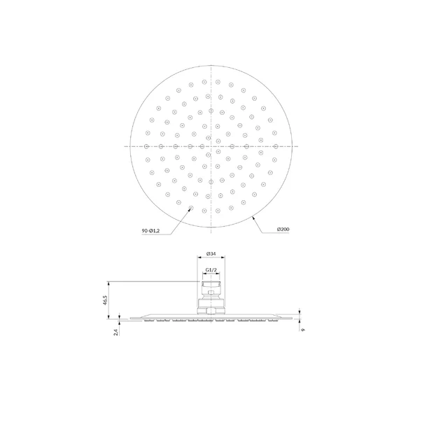 Palarie de dus rotunda Omnires Ultra Slimline 200 mm [2]