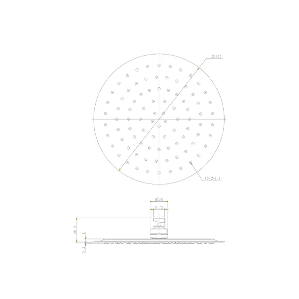 Palarie de dus rotunda Omnires Ultra Slimline 250 mm [2]